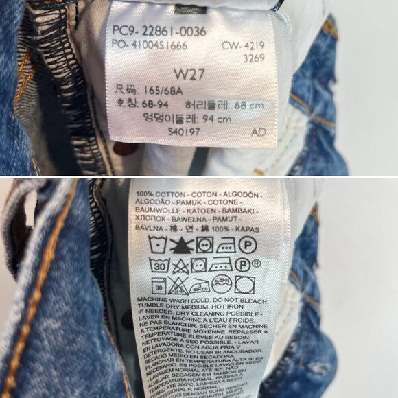 Levi's Premium Wedgie Jeans Denim Size 27 Raw hem Button Fly 100% cotton - Picture 12 of 12